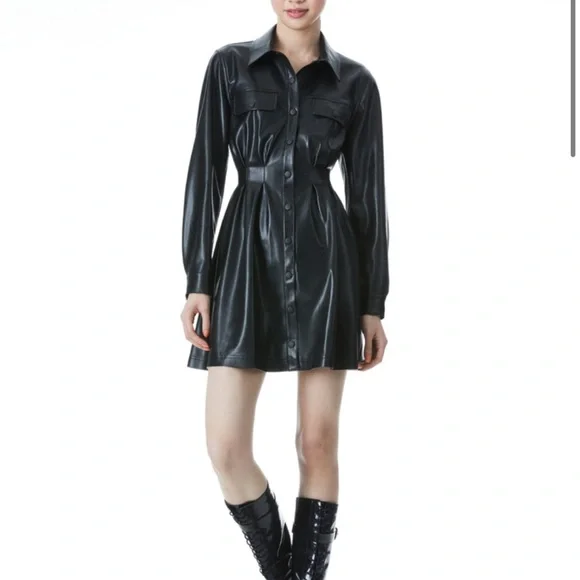 Alice + Olivia | Dresses | Alice Olivia Malina Vegan Leather Shirt Dress |  Poshmark